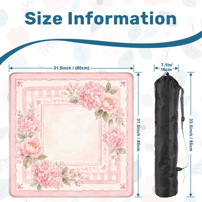 Mahjong Mat - Preppy Pink Floral Mahjong Mat, Watercolor Peony Hydrangea Game Mat YOLO Mahjong