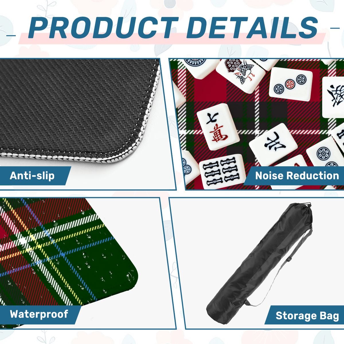 Heritage Christmas Tartan Mahjong Mat (Ship Rolled up) YOLO Mahjong