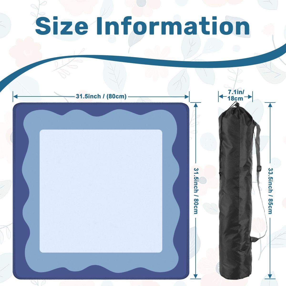 Minimalist Blue Wave Mahjong Mat 31.5"x31.5" (Ship Rolled up) YOLO Mahjong