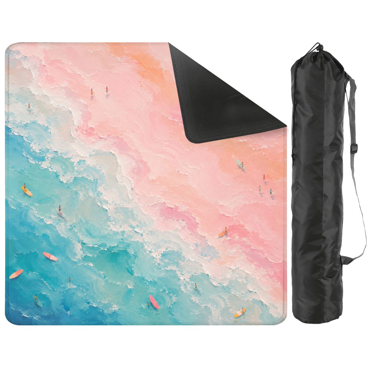 Mahjong Mat 31.5"x31.5" (Ship Rolled up) - Pastel Coastal Beach Square Mahjong Mat YOLO Mahjong