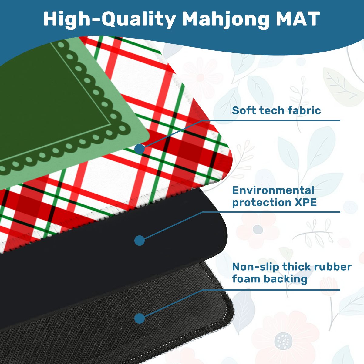 Evergreen Christmas Plaid Mahjong Mat (Ship Rolled up) YOLO Mahjong