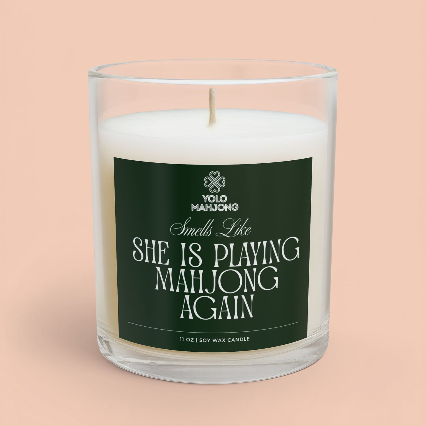 "She Is Playing Mahjong Again" Scented Candle for Mahjong Lovers - 11oz Glass Candle Printify