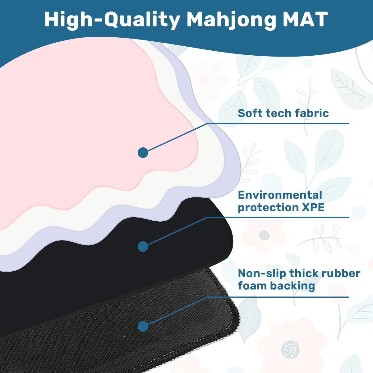 Scalloped Mahjong Mat 31.5"x31.5" (Ship Rolled up) - Pink and Blue YOLO Mahjong