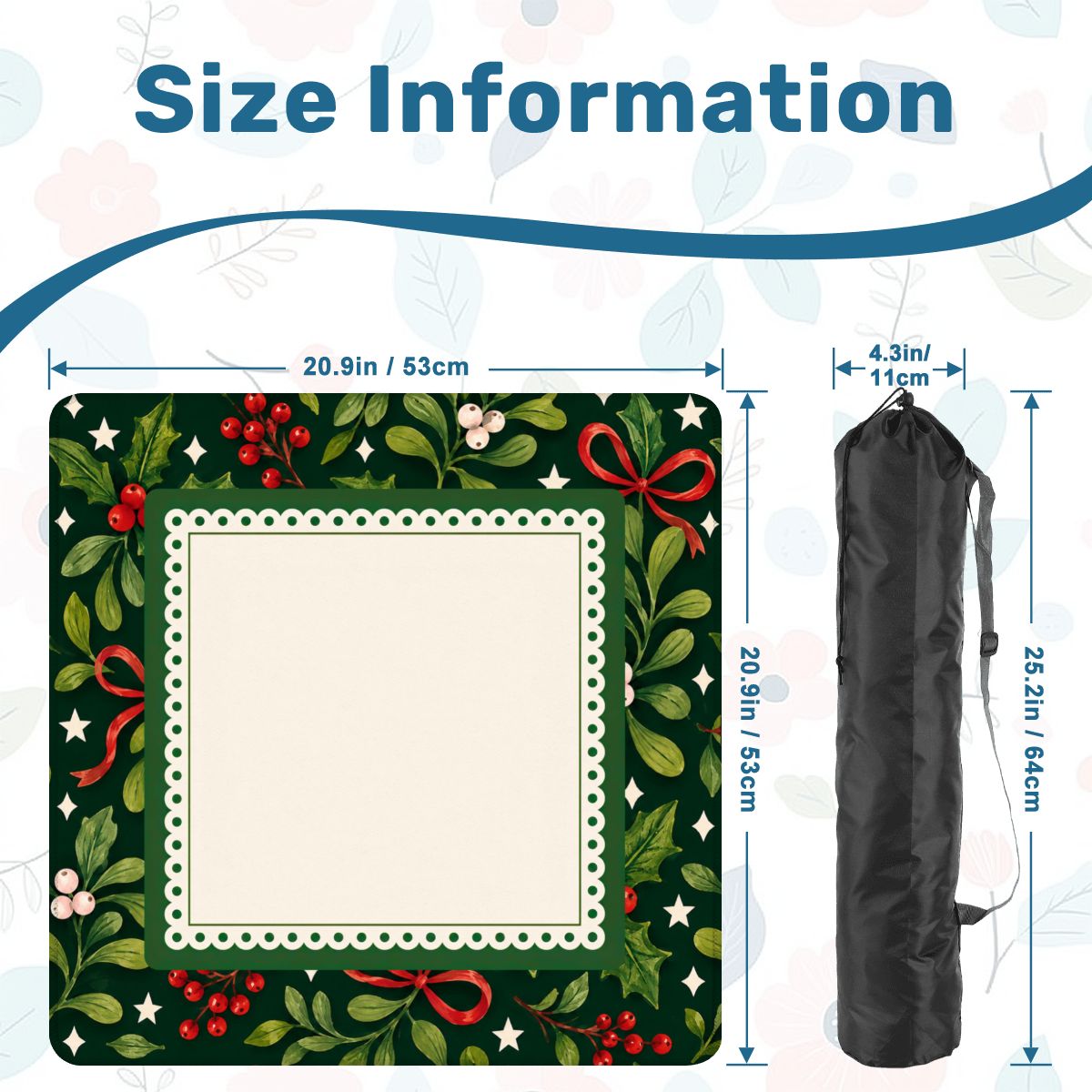 Christmas Botanical Bow Mahjong Mat (Ship Rolled up) YOLO Mahjong