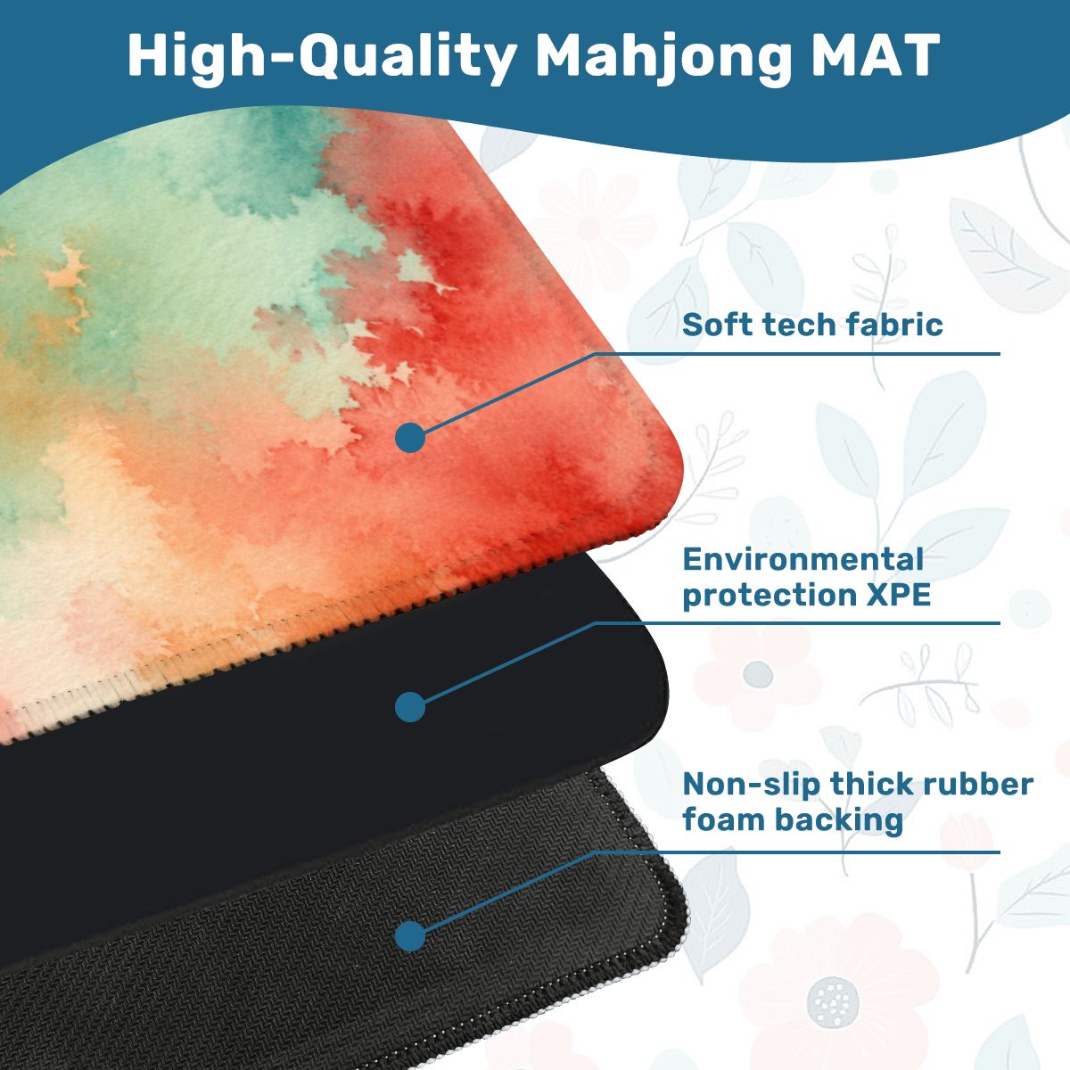 Mahjong Mat 31.5"x31.5" (Ship Rolled up) - Modern Abstract Watercolor Square Mahjong Mat YOLO Mahjong