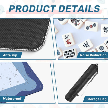 Minimalist Blue Wave Mahjong Mat 31.5"x31.5" (Ship Rolled up) YOLO Mahjong