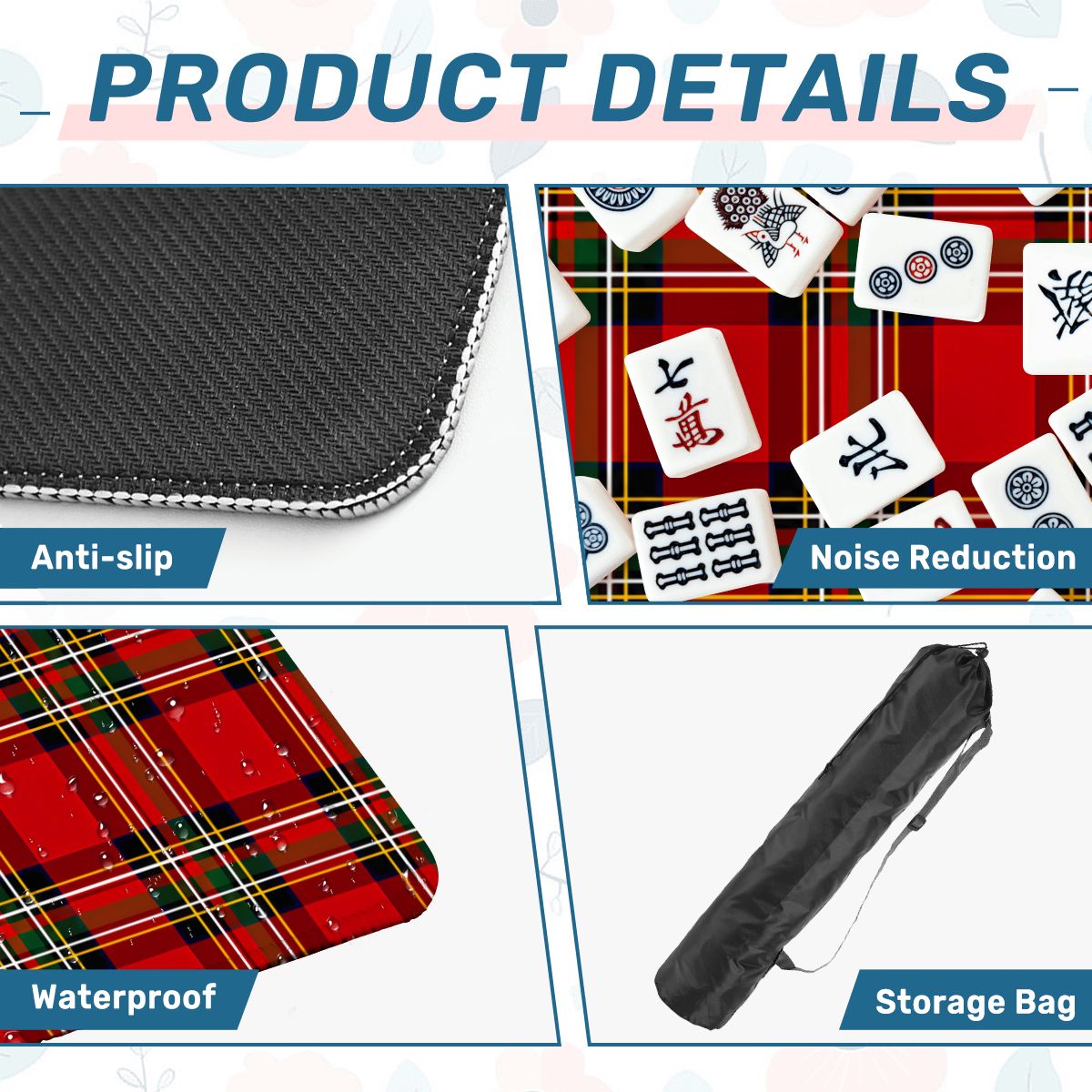 Classic Red Tartan Mahjong Mat (Ship Rolled up) YOLO Mahjong