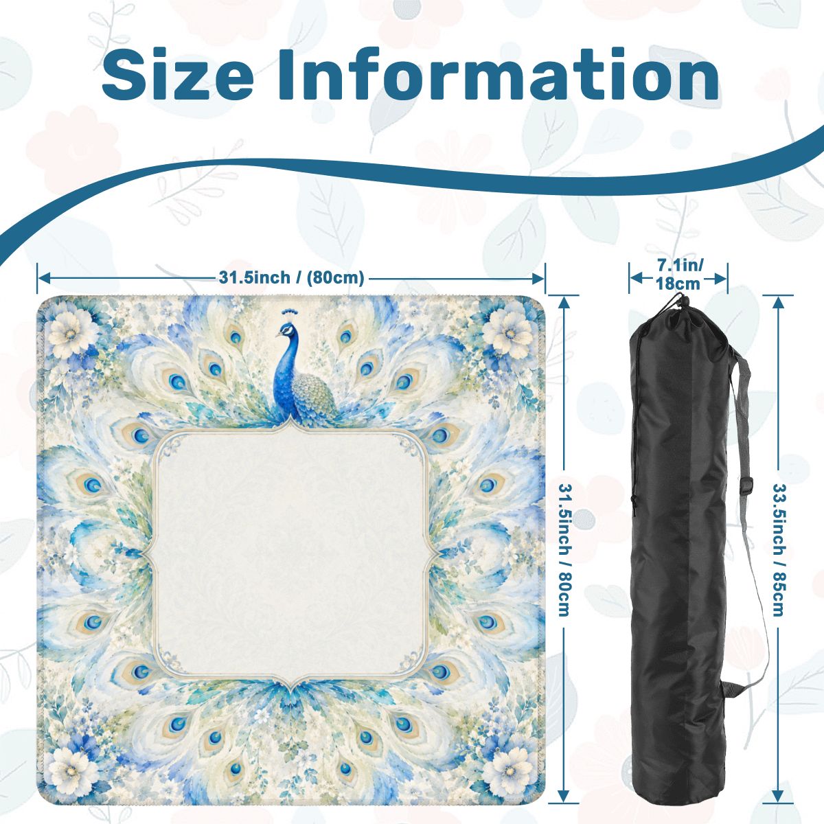 Colorful Watercolor Peacock Mahjong Mat 31.5"x31.5" (Ship Rolled up) YOLO Mahjong