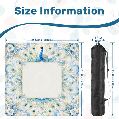 Colorful Watercolor Peacock Mahjong Mat 31.5"x31.5" (Ship Rolled up) YOLO Mahjong