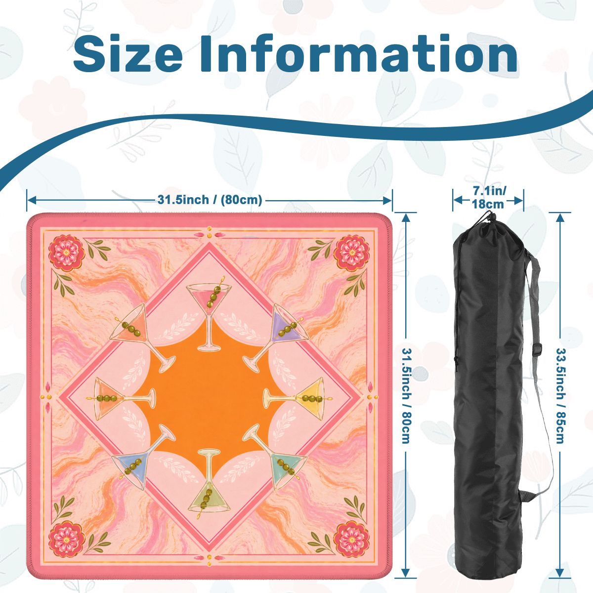 Mahjong Mat - Martini Mahjong Mat Pink Orange YOLO Mahjong