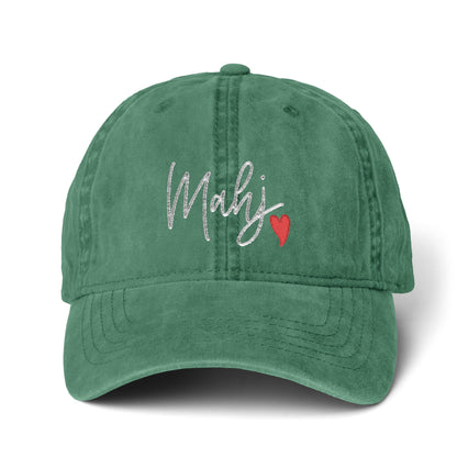 Mahj Love Pigment-Dyed Cap with Fashion Undervisor (Embroidery) Printify