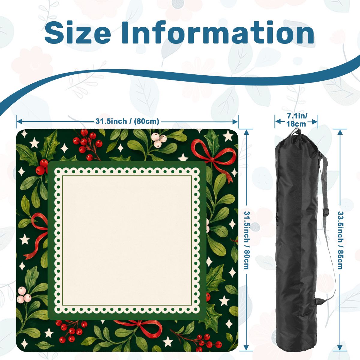 Christmas Botanical Bow Mahjong Mat (Ship Rolled up) YOLO Mahjong