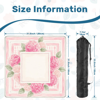 Mahjong Mat 31.5"x31.5" (Ship Rolled up) - Pink Hydrangea Mahjong Mat with Garden Floral Design YOLO Mahjong