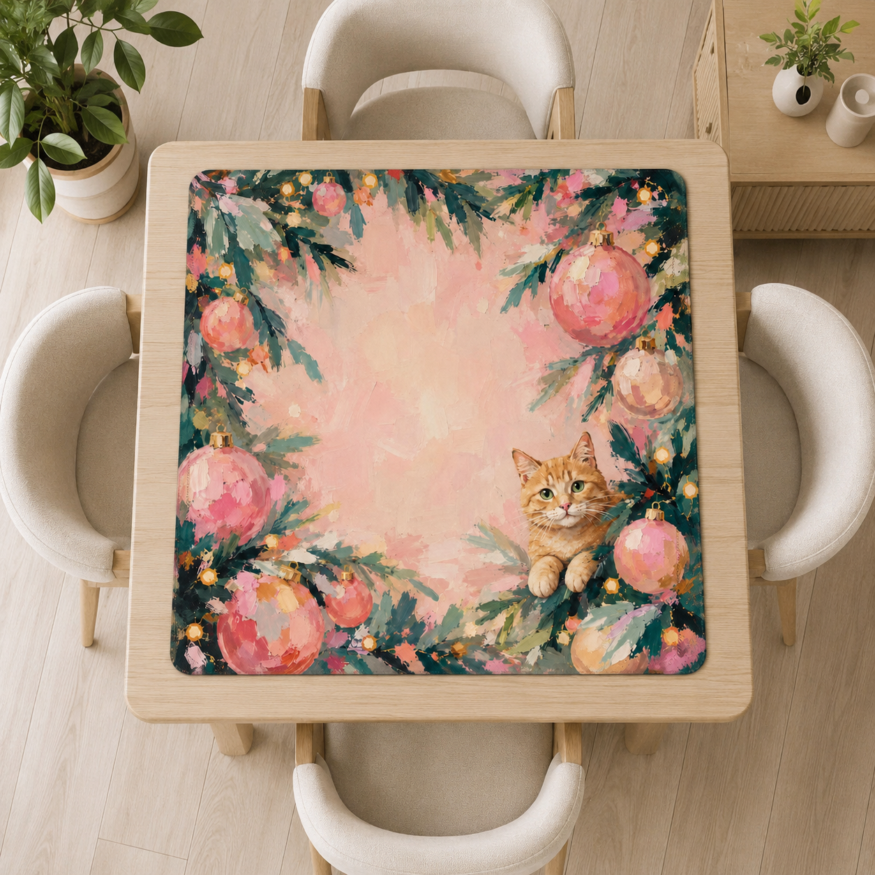 Christmas Cat Square Mahjong Mat (Ship Rolled Up) YOLO Mahjong