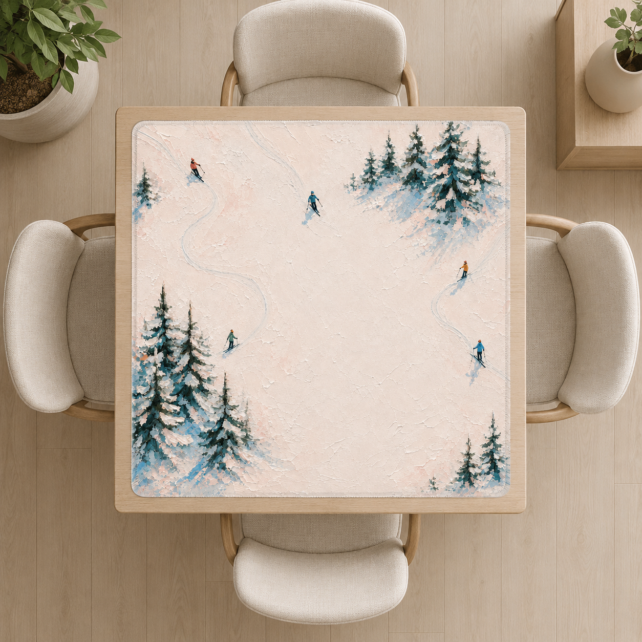 Winter Ski Resort Square Mahjong Mat (Ship Rolled Up) YOLO Mahjong