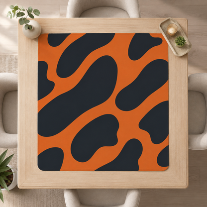 Orange Black Abstract Square Mahjong Mat (Ship Rolled Up) YOLO Mahjong