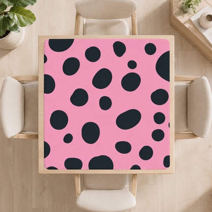 Pink Black Polka Dot Square Mahjong Mat (Ship Rolled Up) YOLO Mahjong