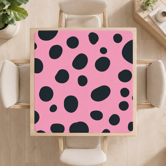 Pink Black Polka Dot Square Mahjong Mat (Ship Rolled Up) YOLO Mahjong