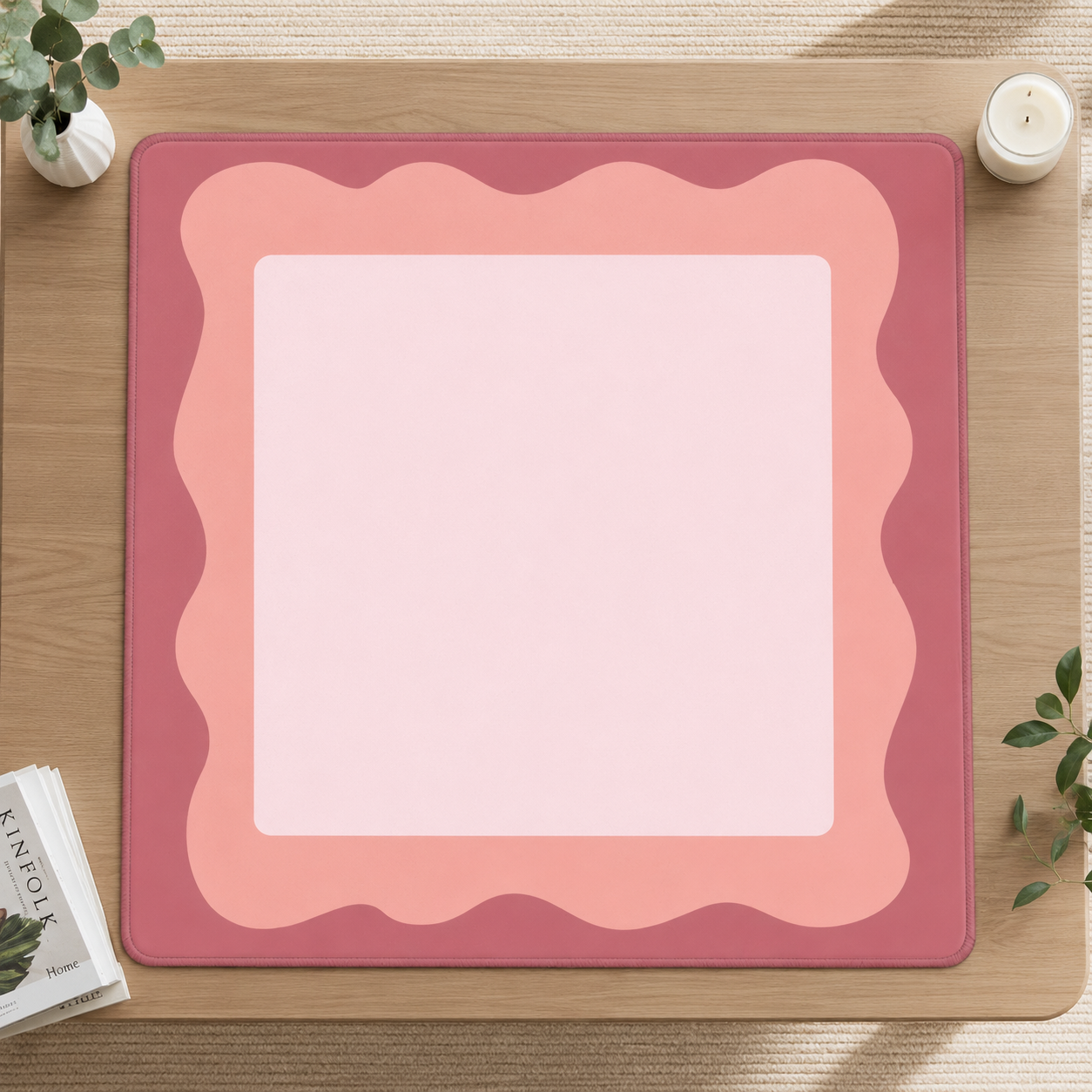 Minimalist Pink Sorbet Mahjong Mat 31.5"x31.5" (Ship Rolled up) YOLO Mahjong