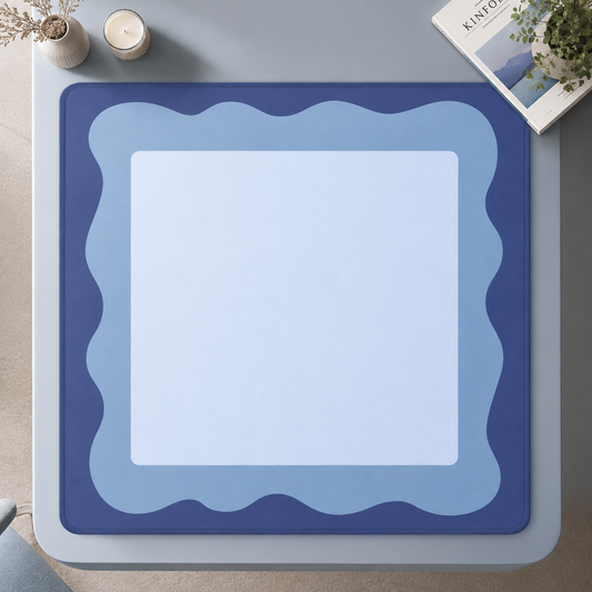 Minimalist Blue Wave Mahjong Mat 31.5"x31.5" (Ship Rolled up) YOLO Mahjong