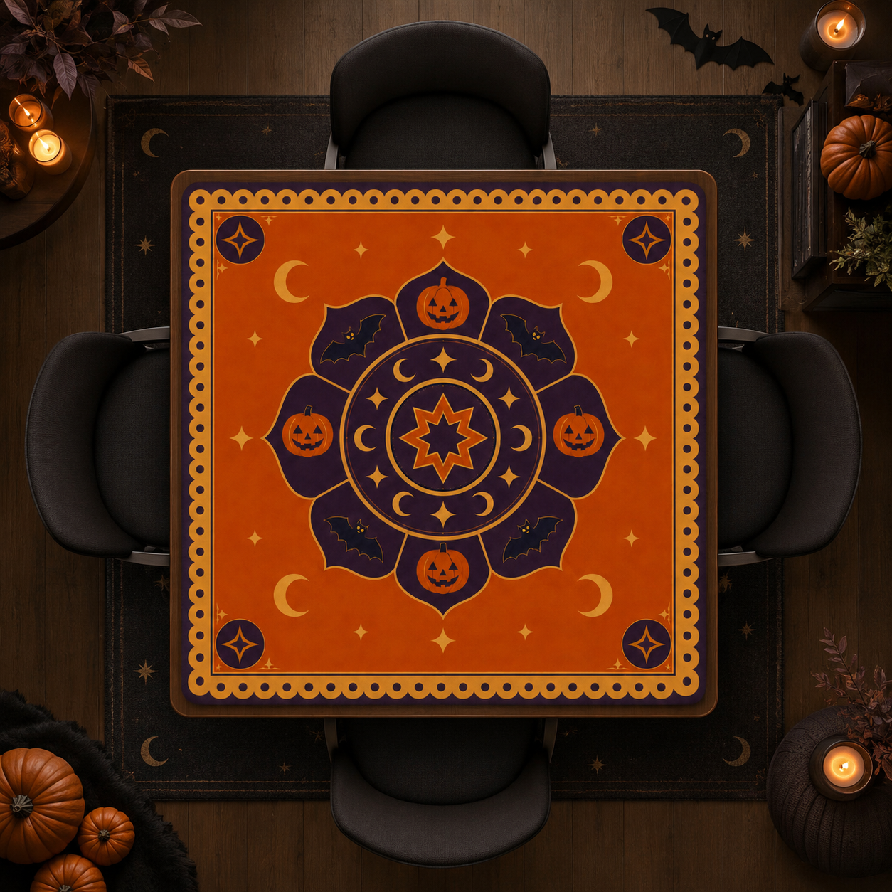 Minimalist Halloween Mandala Mahjong Mat(Ship Rolled up) YOLO Mahjong