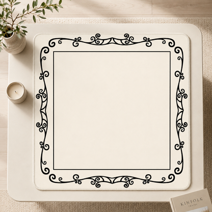 Minimalist Ivory Scroll Mahjong Mat 31.5"x31.5" (Ship Rolled up) YOLO Mahjong