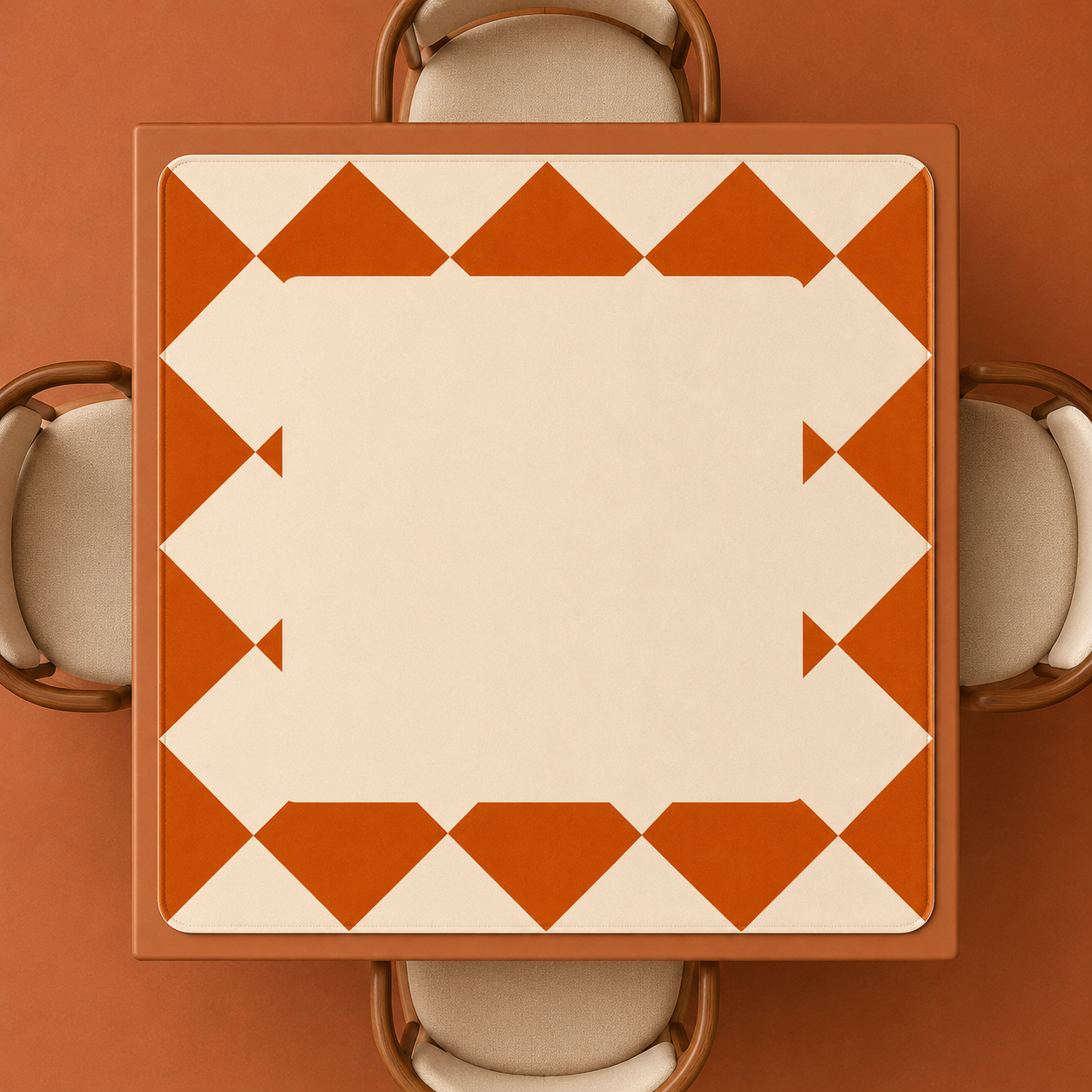 Minimalist Terracotta Diamond Mahjong Mat  31.5"x31.5" (Ship Rolled up) YOLO Mahjong