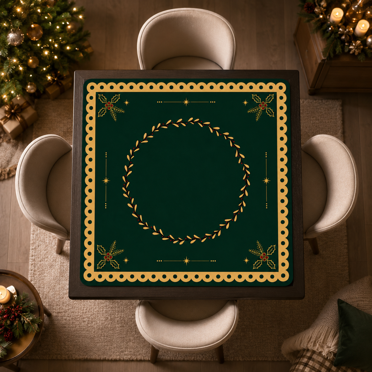 Golden Christmas Mahjong Mat(Ship Rolled up) YOLO Mahjong
