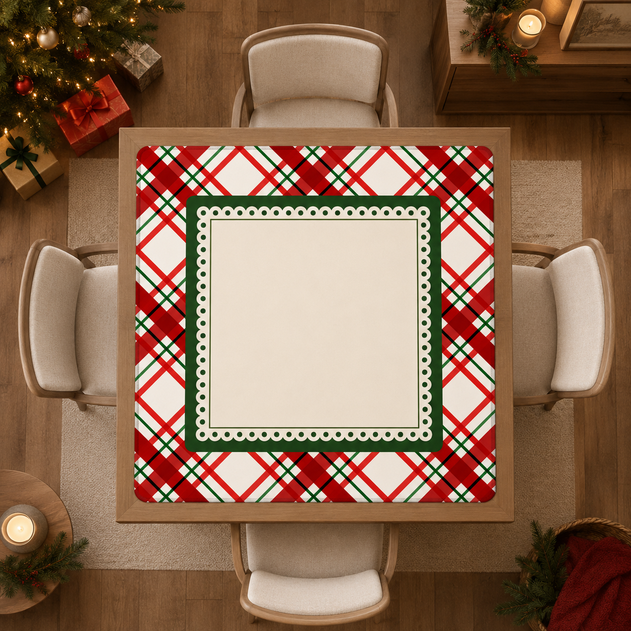 Classic Christmas Plaid Mahjong Mat (Ship Rolled up) YOLO Mahjong