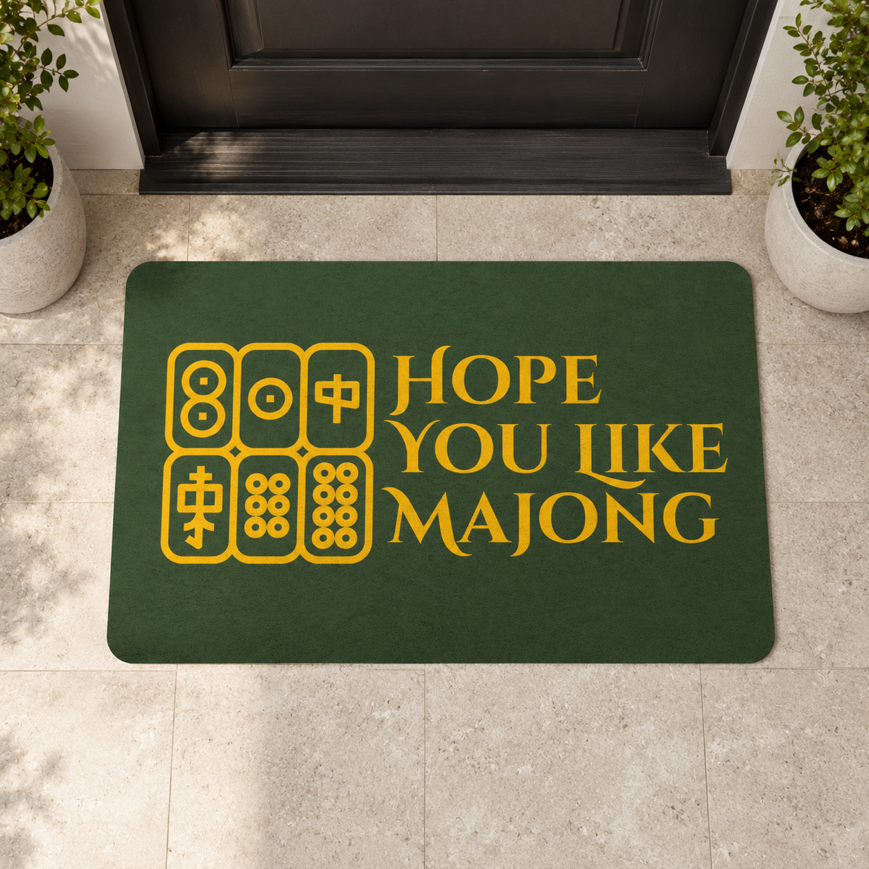 Mahjong Starts Here doormat | Polyester game room mat, Mahjong tile design Printify
