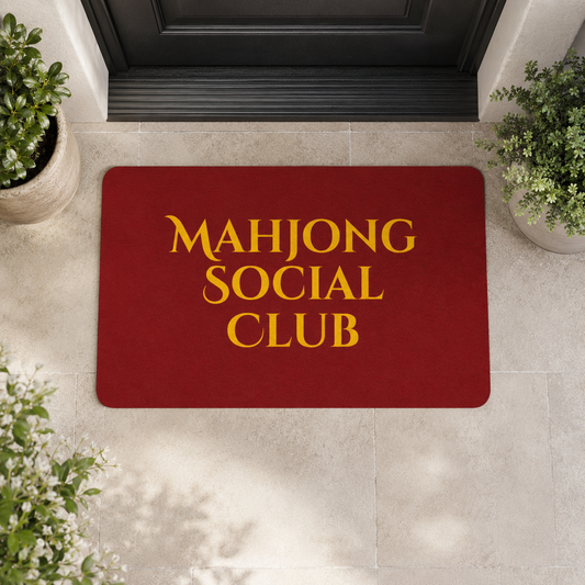 Mahjong Social Club doormat | Polyester game room mat, Mahjong tile design Printify