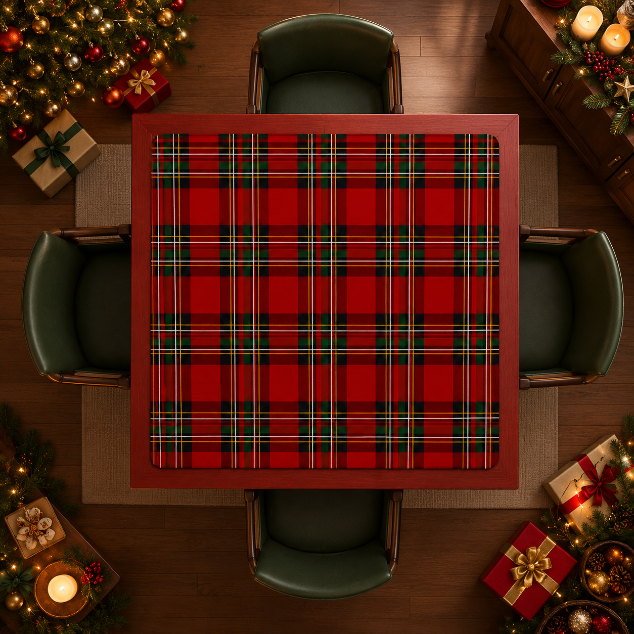 Classic Red Tartan Mahjong Mat (Ship Rolled up) YOLO Mahjong