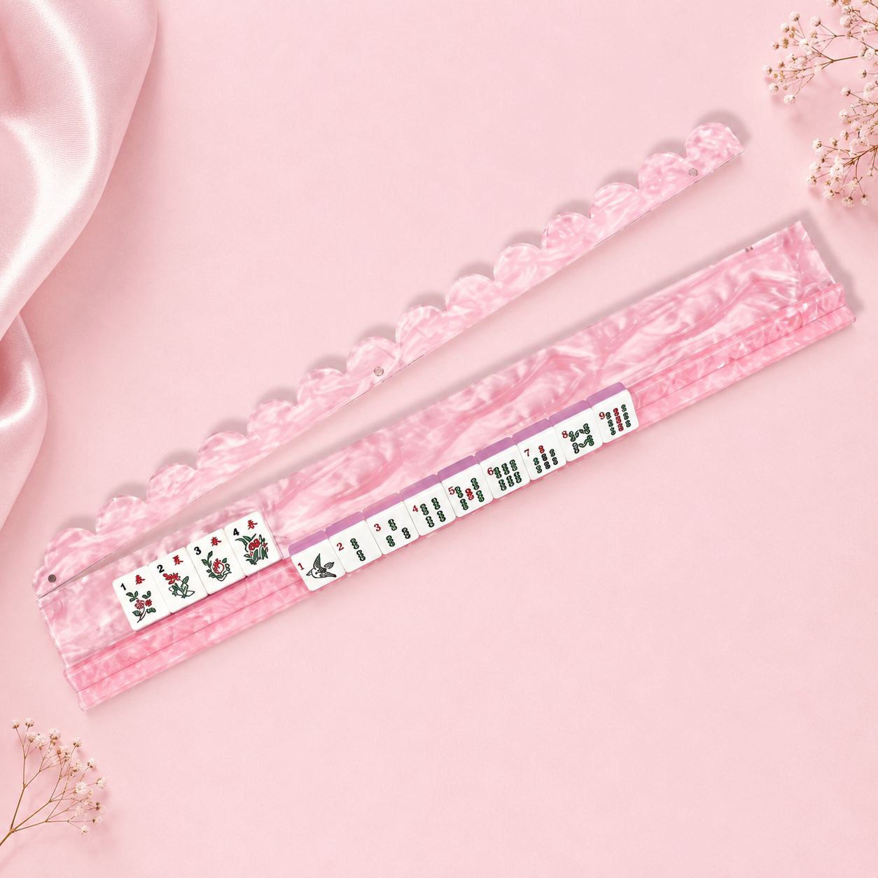 Scalloped Acrylic Mahjong Racks YOLO Mahjong