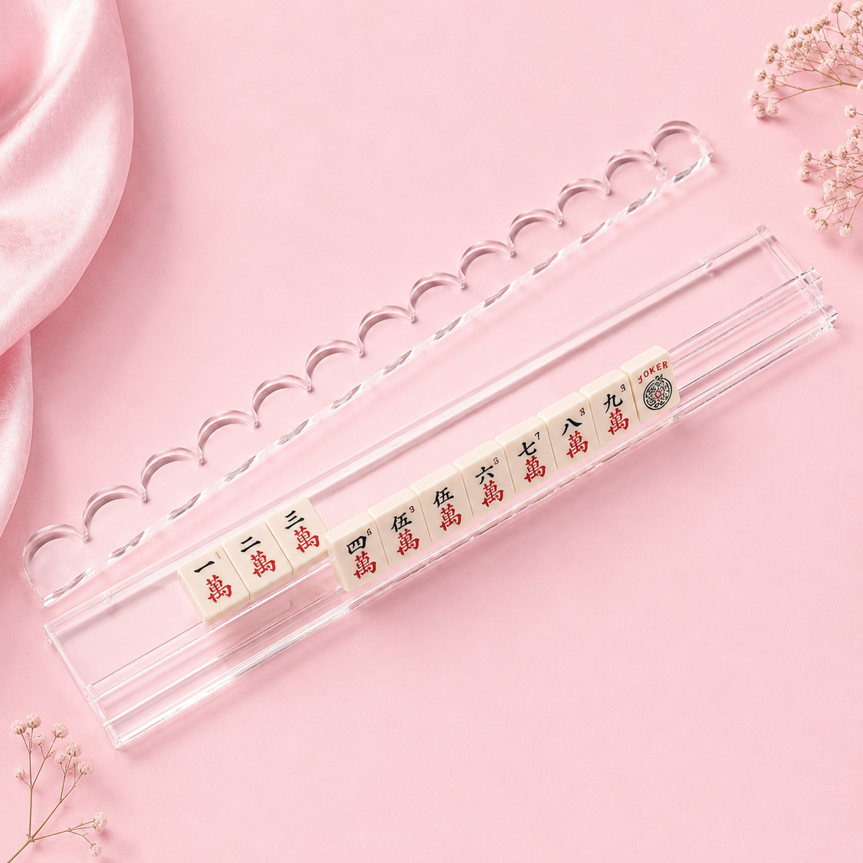 Scalloped Acrylic Mahjong Racks YOLO Mahjong