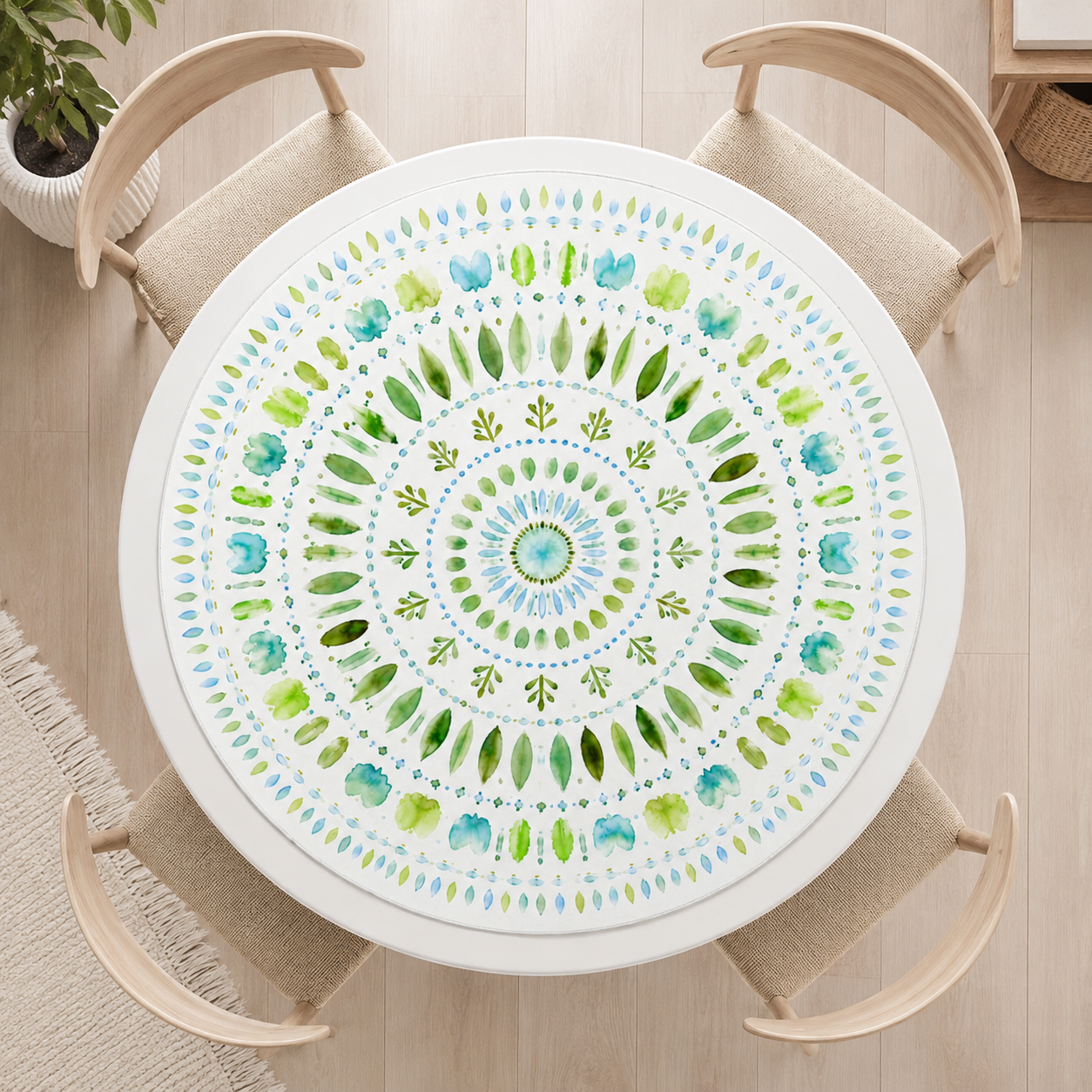 Round Mahjong Mat - Botanical Garden Round Mahjong Mat YOLO Mahjong
