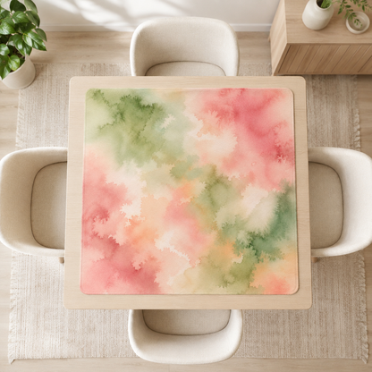 Mahjong Mat 31.5"x31.5" (Ship Rolled up) - Sage Pink Watercolor Square Mahjong Mat YOLO Mahjong