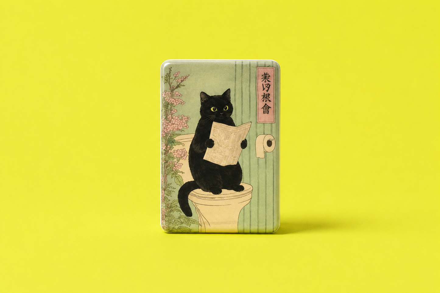 Mahjong Tiles Black Cat in Toilet Funny Vintage Art YOLO Mahjong