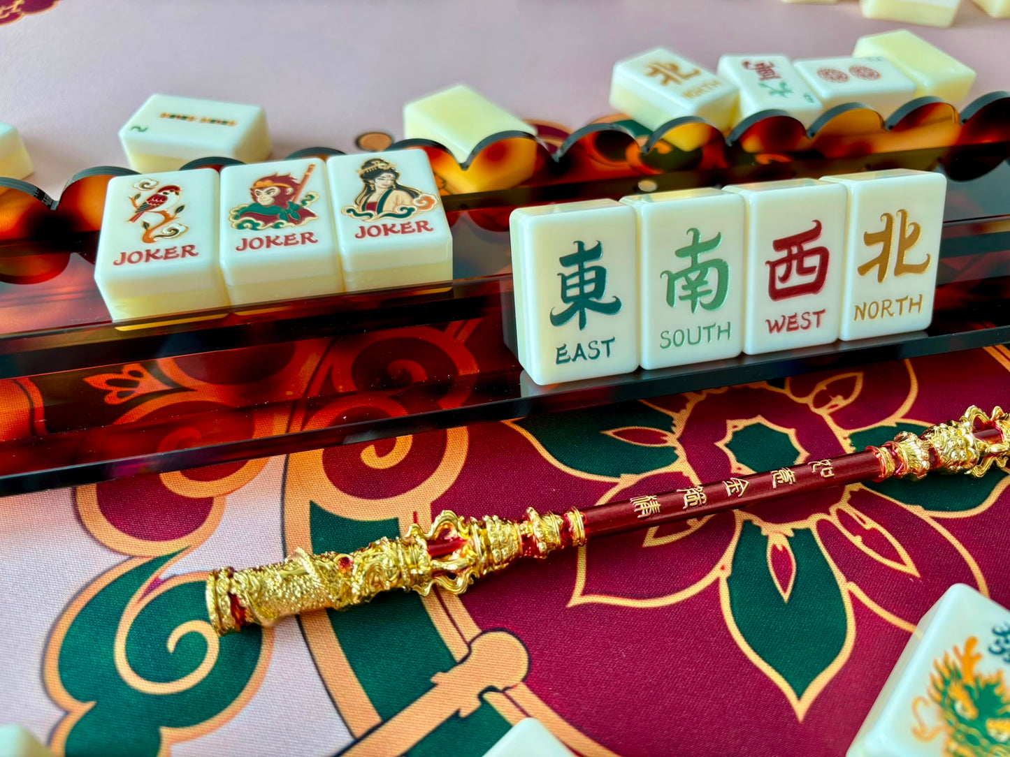 Journey to The West - Tortoiseshell Acrylic Rack 20" - Set of 4 YOLO Mahjong