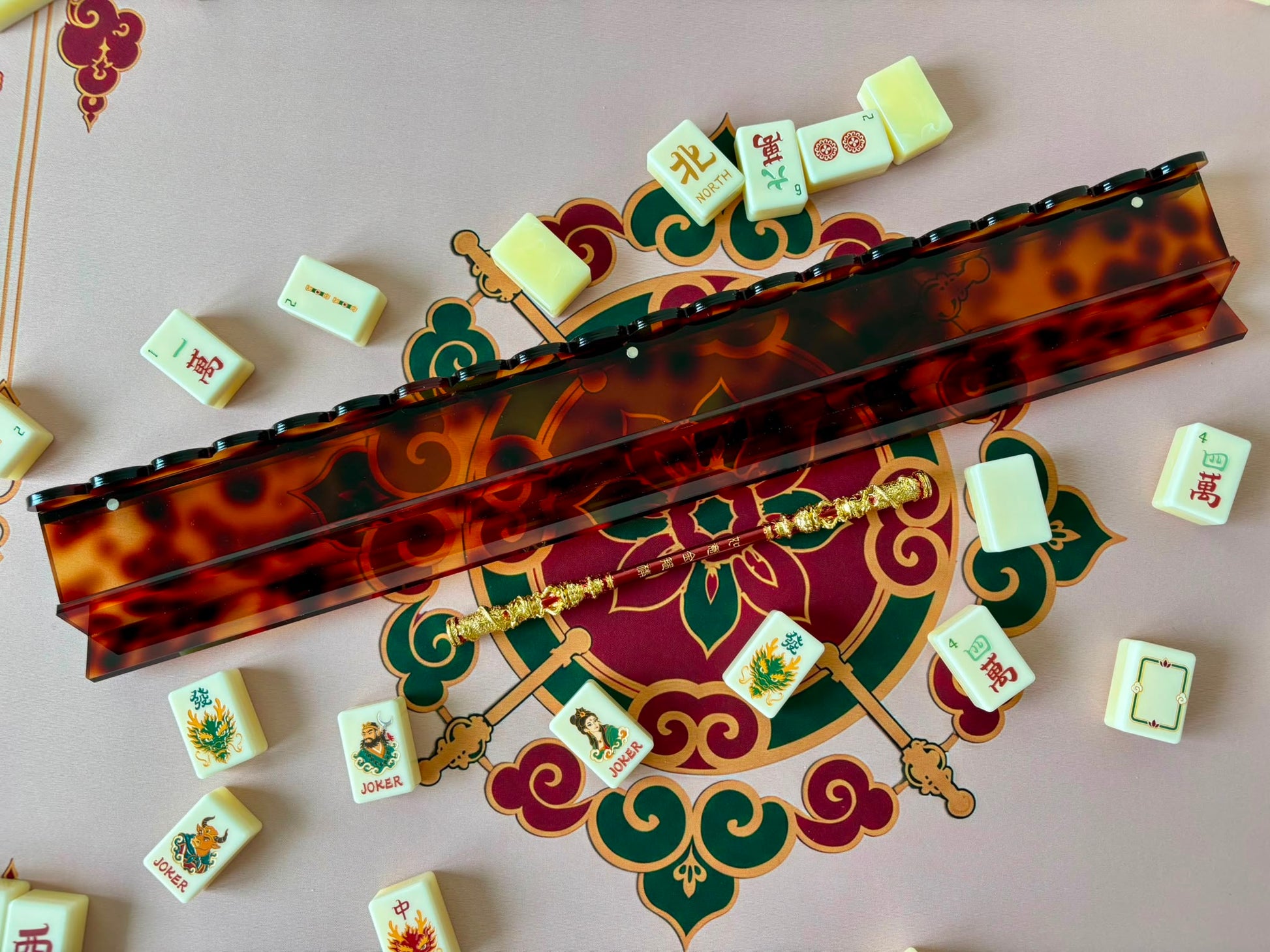 Journey to The West - Tortoiseshell Acrylic Rack 20" - Set of 4 YOLO Mahjong