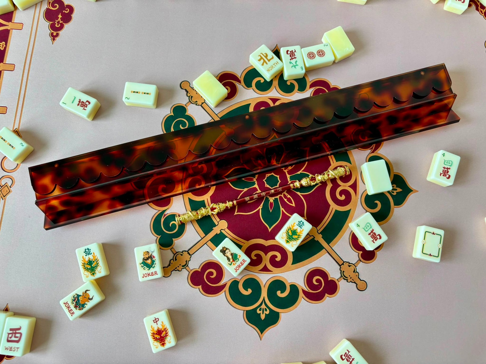 Journey to The West - Tortoiseshell Acrylic Rack 20" - Set of 4 YOLO Mahjong