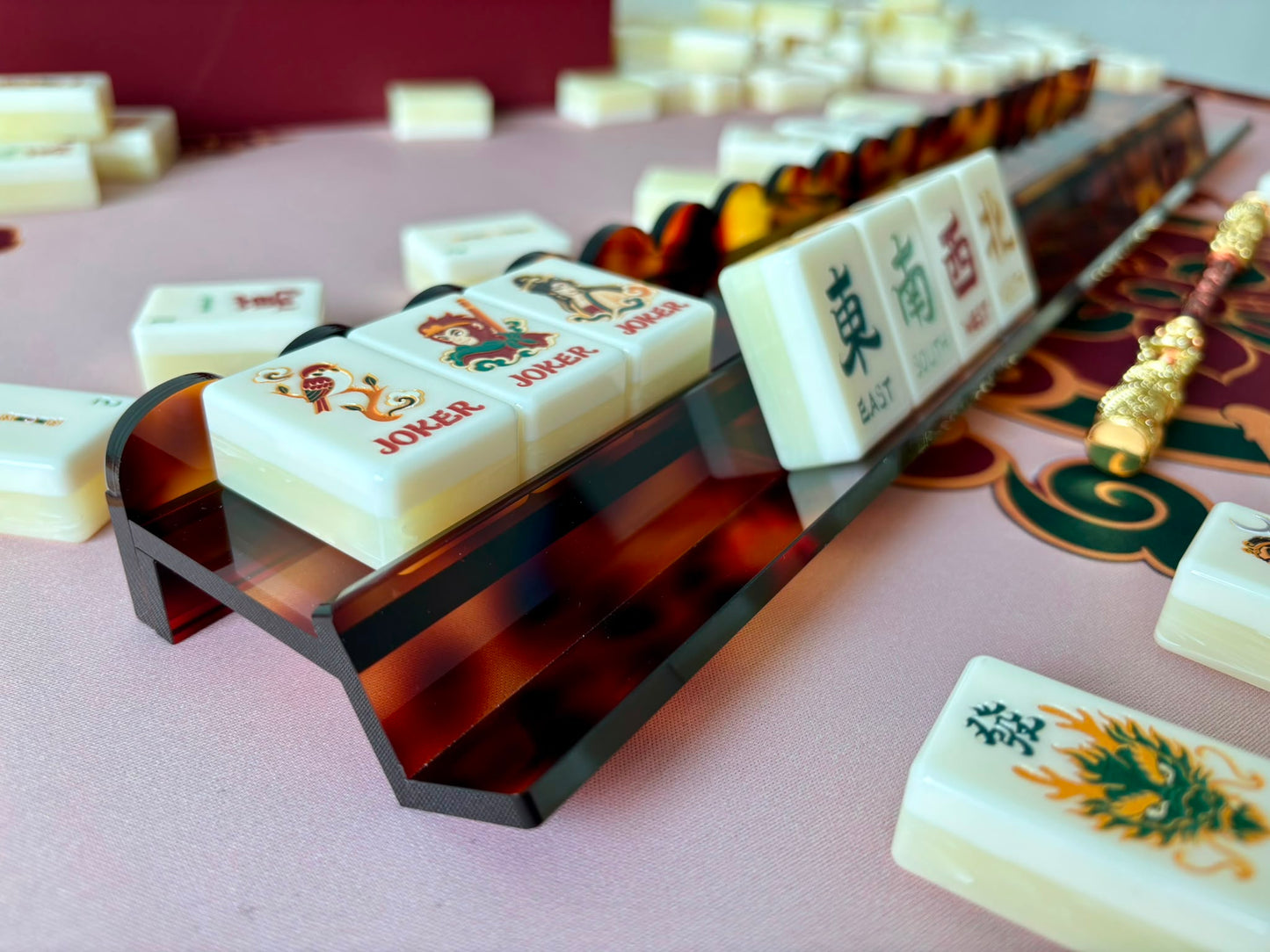 Journey to The West - Tortoiseshell Acrylic Rack 20" - Set of 4 YOLO Mahjong