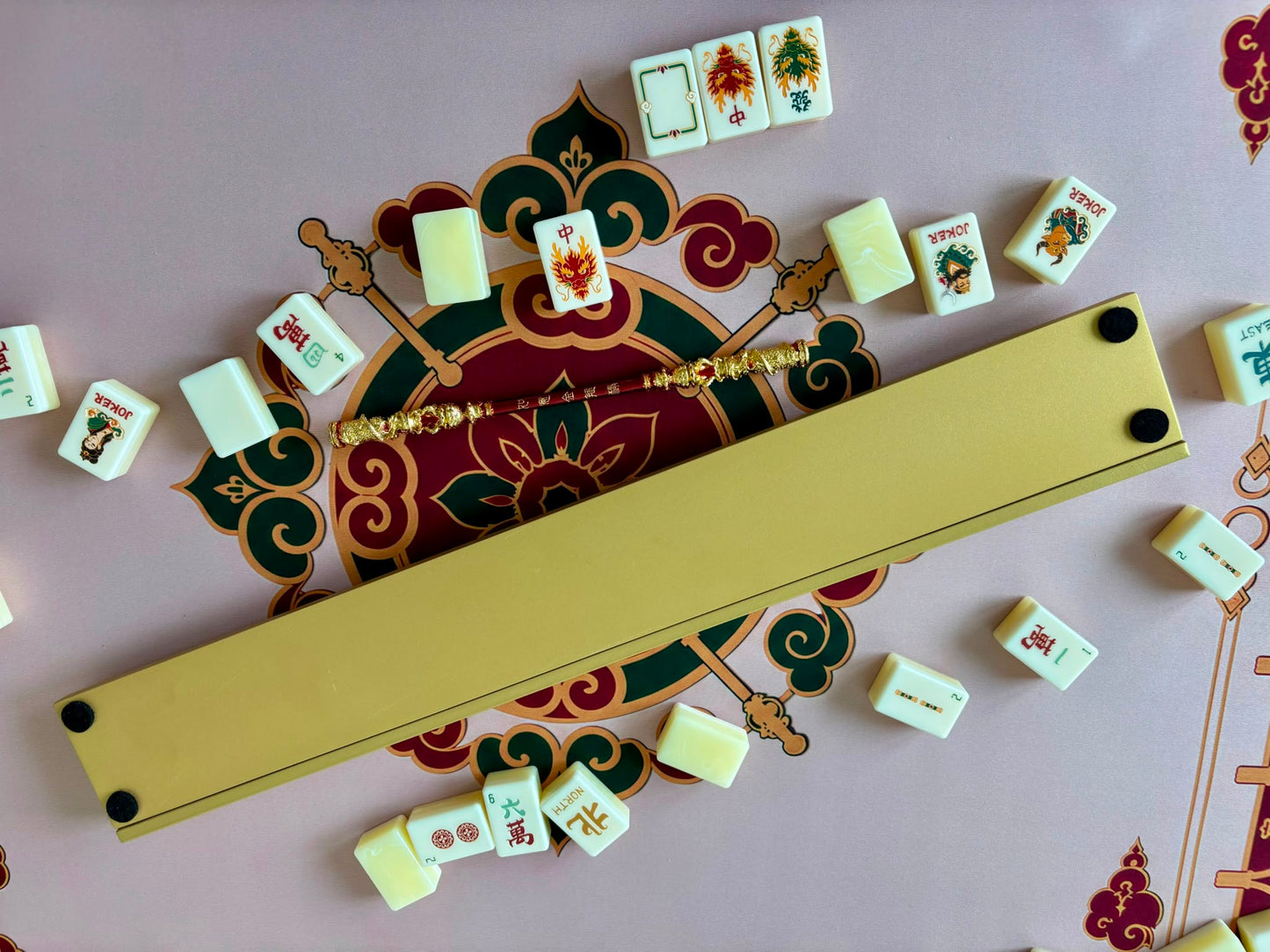 Journey to The West Metallic Gold Wooden Rack - 20" YOLO Mahjong