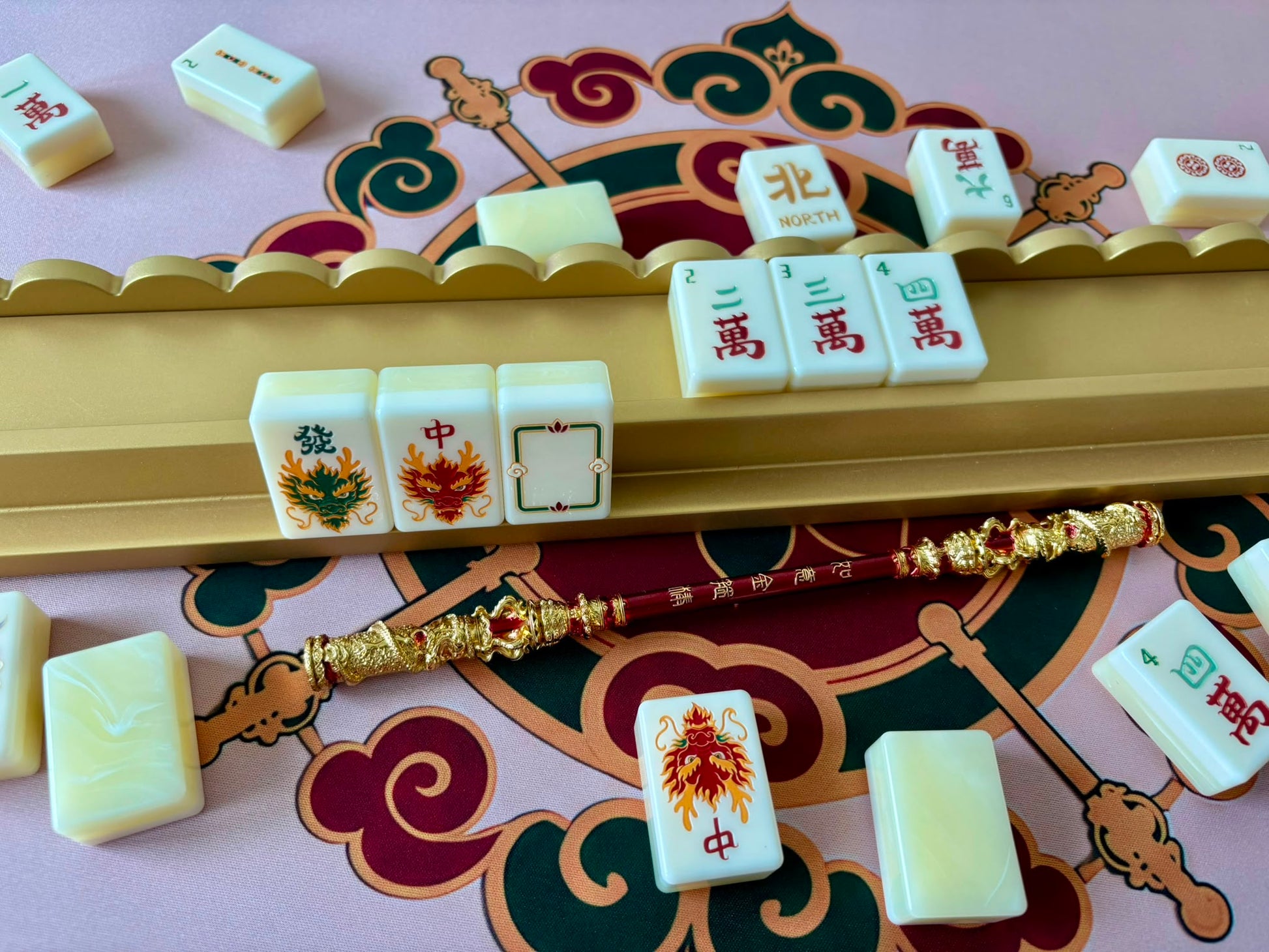 Journey to The West Metallic Gold Wooden Rack - 20" YOLO Mahjong