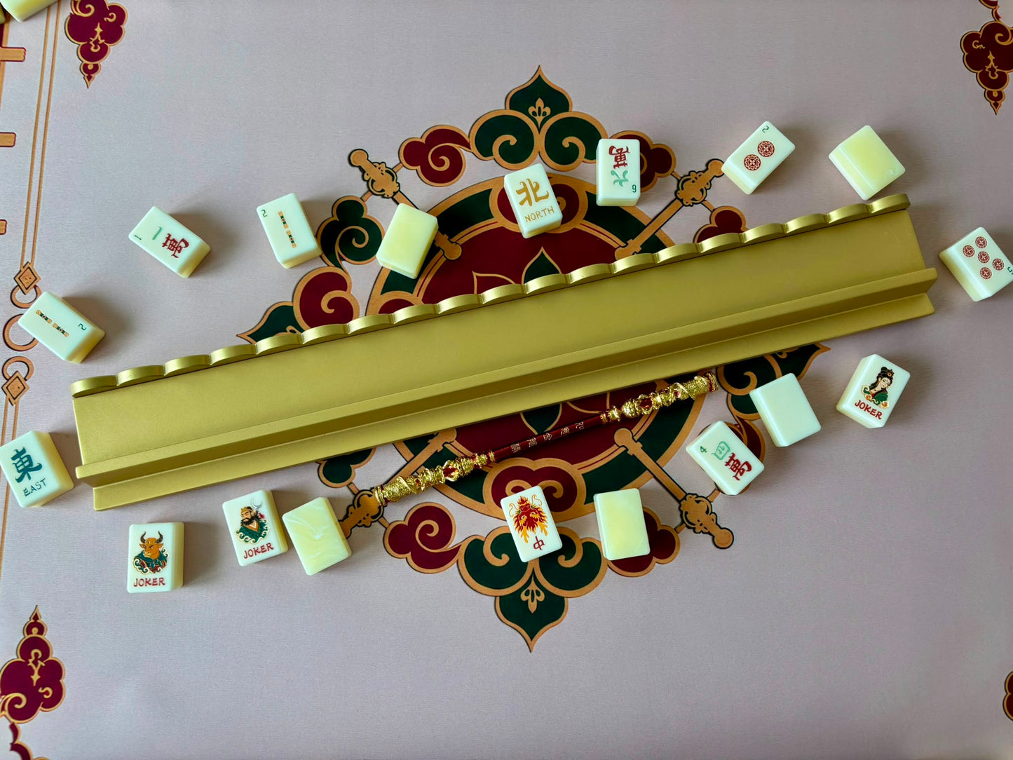 Journey to The West Metallic Gold Wooden Rack - 20" YOLO Mahjong
