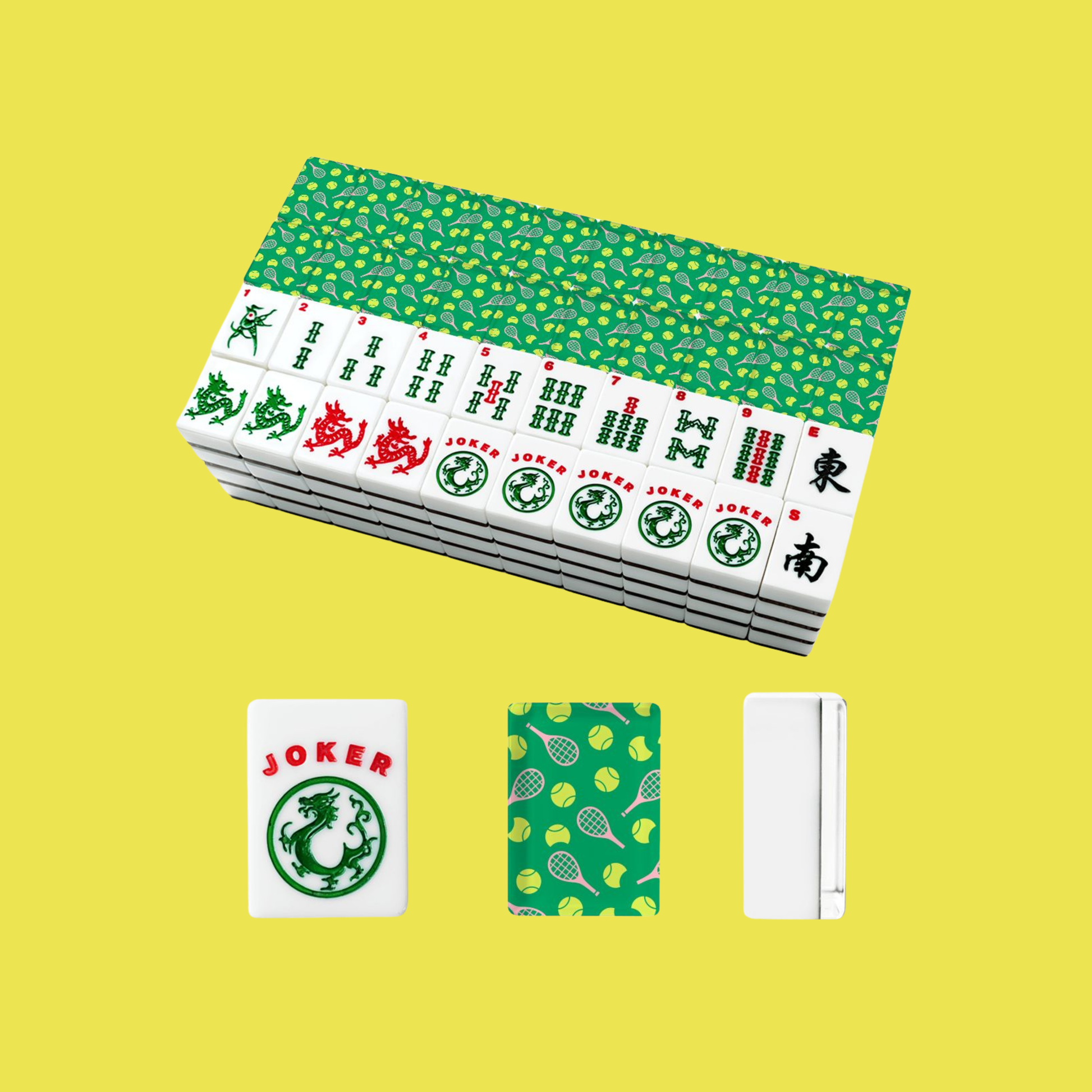 American Mahjong Tiles - Green Tennis Mahjong Tiles Pickleball Sports Mahjong Set YOLO Mahjong