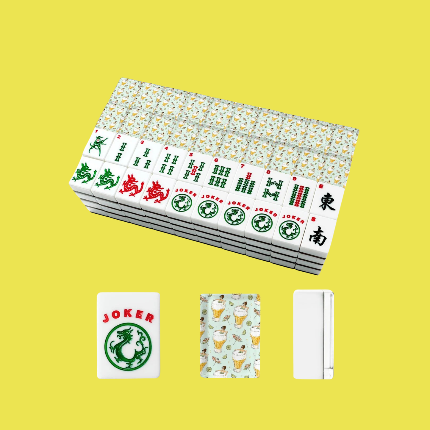 American Mahjong Tiles - Beer Citrus Mahjong Tiles Summer Drink Mahjong Set With Traditional Chinese Tile Fronts YOLO Mahjong