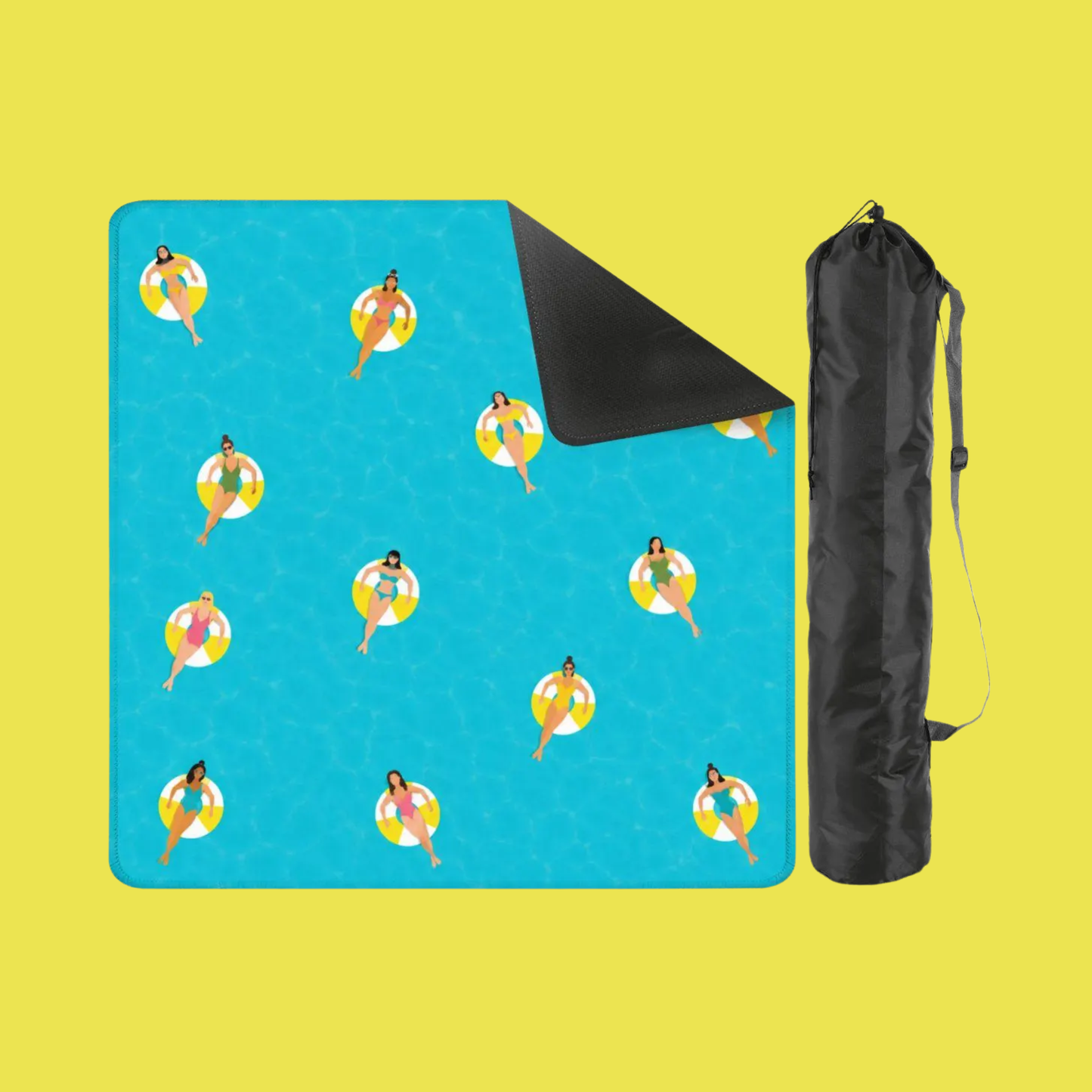 Mahjong Mat - Blue Pool Float Mahjong Mat Summer Pool Party Mahjong Game Mat YOLO Mahjong
