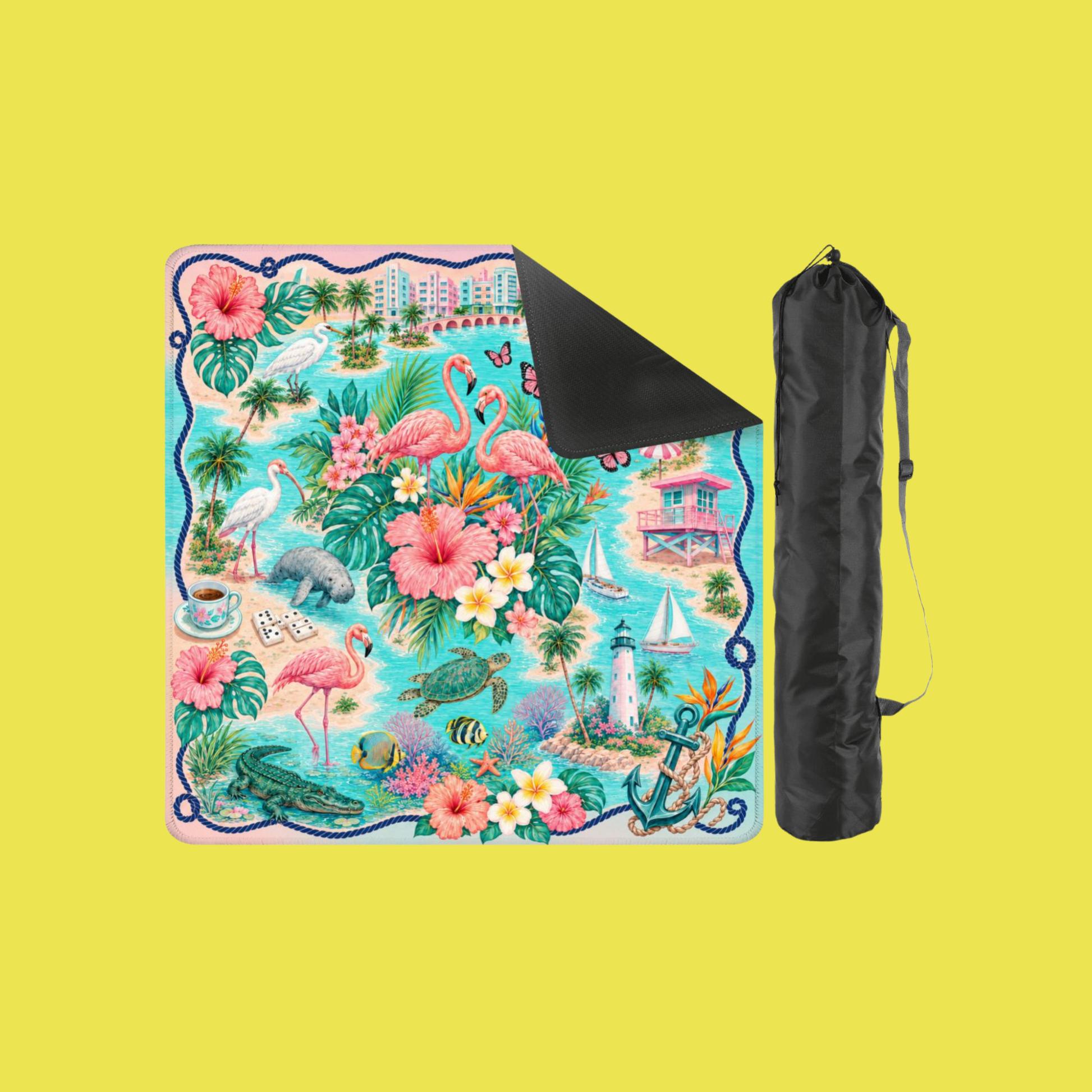 Mahjong Mat - Miami Beach Vibes YOLO Mahjong