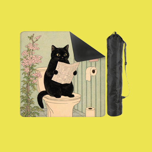 Mahjong Mat - Vintage Black Cat Mahjong Mat | Funny Cat Game Night Tablecloth (31.5 Inch) YOLO Mahjong