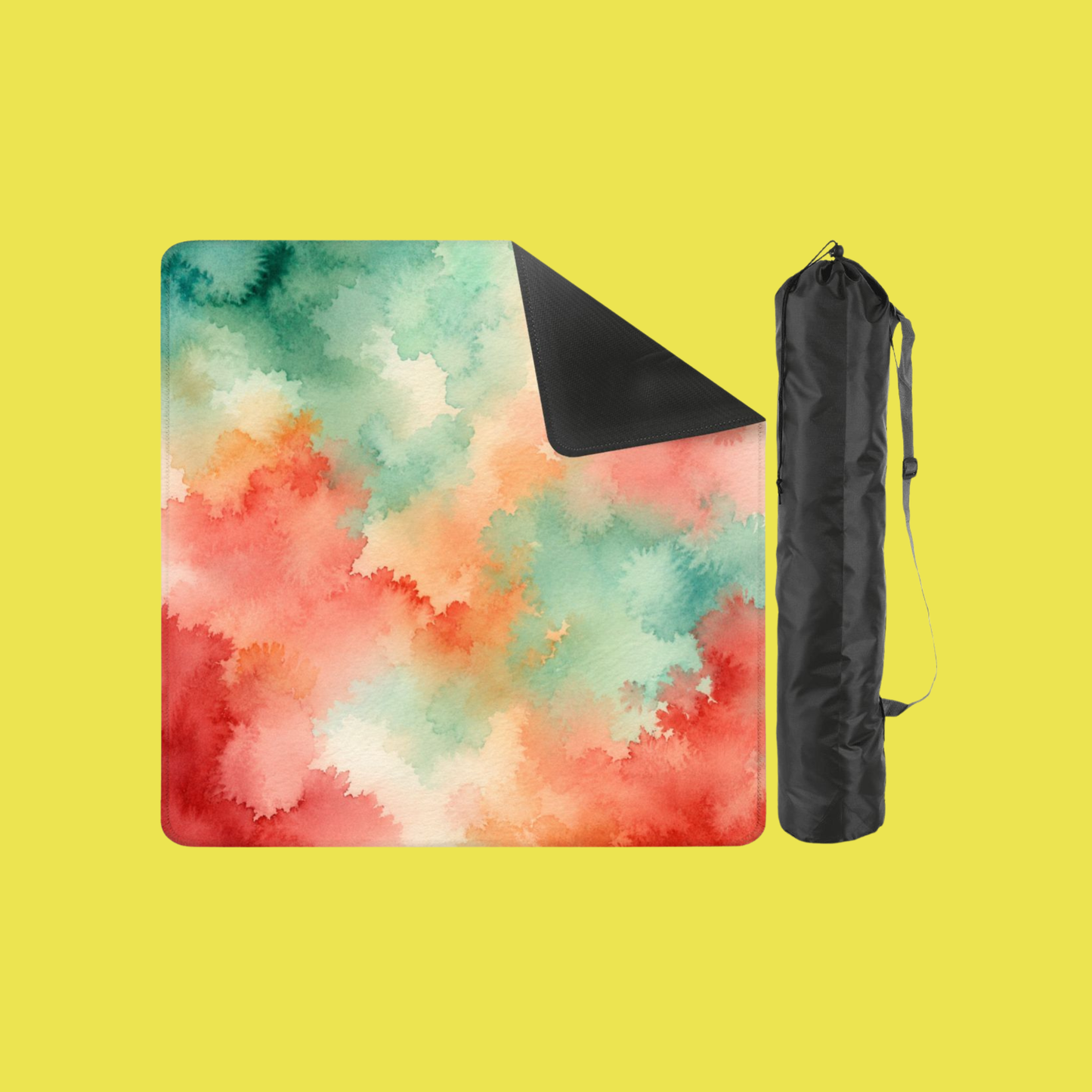 Mahjong Mat 31.5"x31.5" (Ship Rolled up) - Modern Abstract Watercolor Square Mahjong Mat YOLO Mahjong